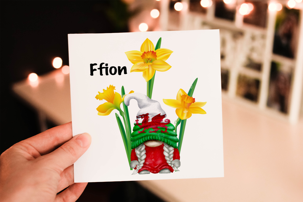 Wales Gnome Daffodil Card, Wales National Flower Card - Click Image to Close